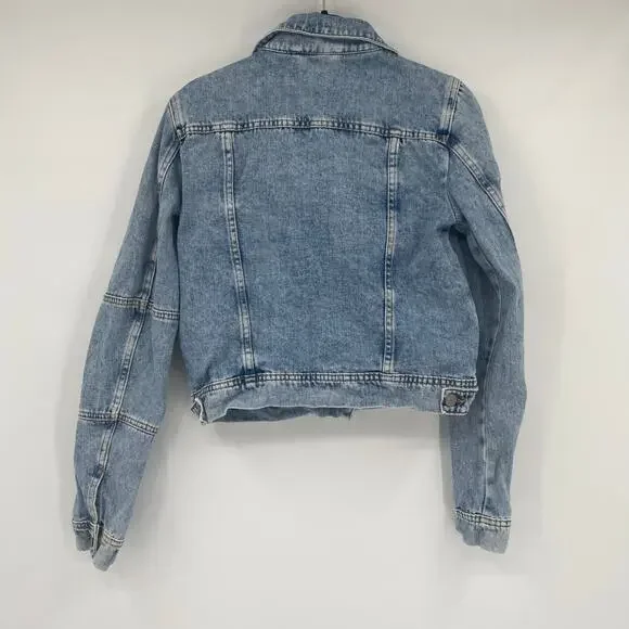 Free People Women's Light Indigo Blue Jean Rumors Denim Jacket Size XS - Picture 5 of 12